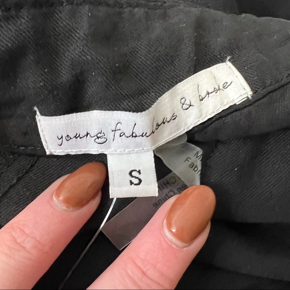 NWT Young, Fabulous & Broke (YFB) black cropped cargo/utility pants size small - Picture 10 of 11